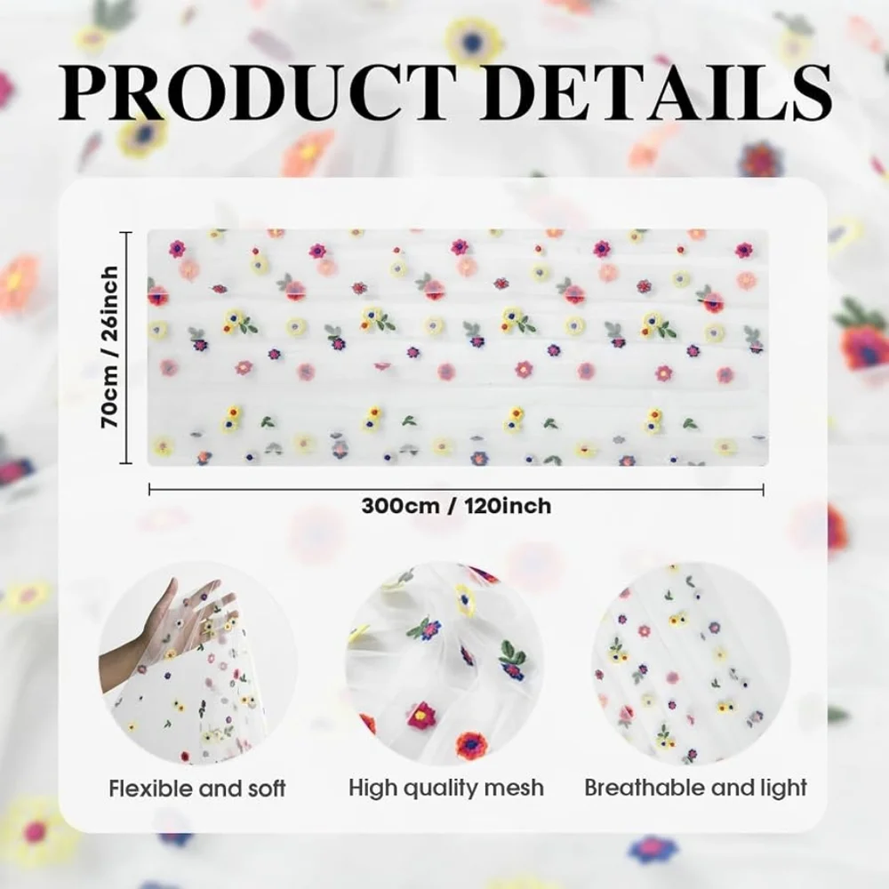 Embroidered Multicolored Flower Table Runners Or Veil